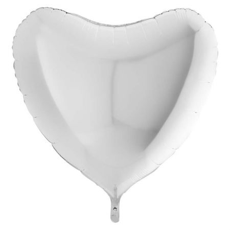 Ballon aluminium coeur blanc 45 cm - Vegaooparty
