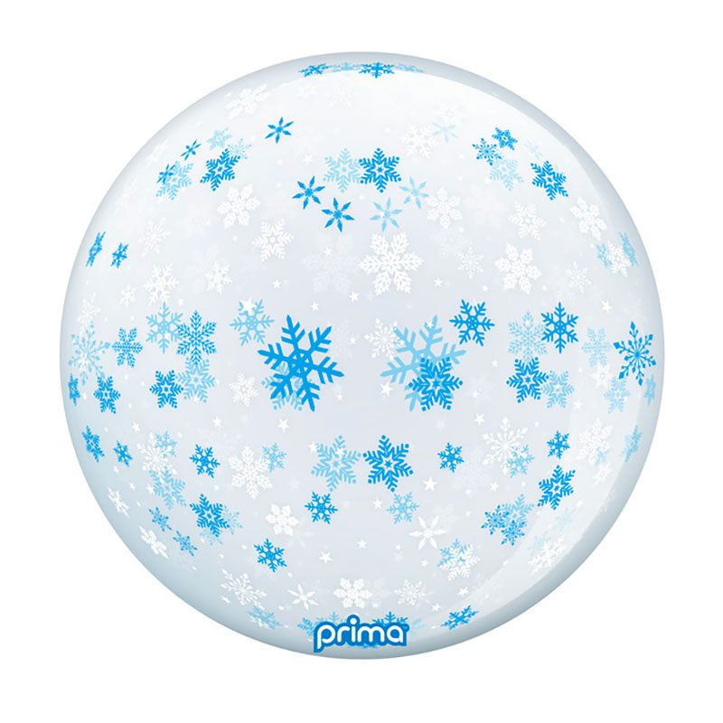 Ballon Prima Sphère Flocons Bleu et blanc