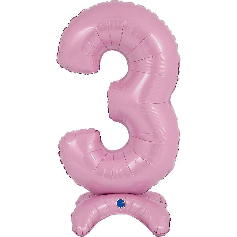 Ballon chiffre 3 Standup 63cm divers coloris