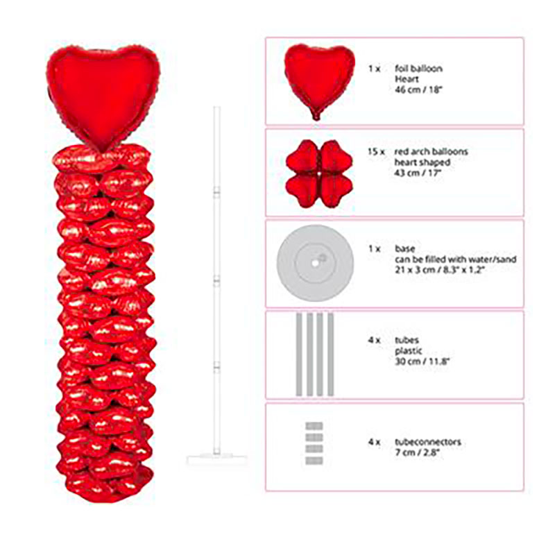 Totem Plastique Ballon Alu Coeur Rouge