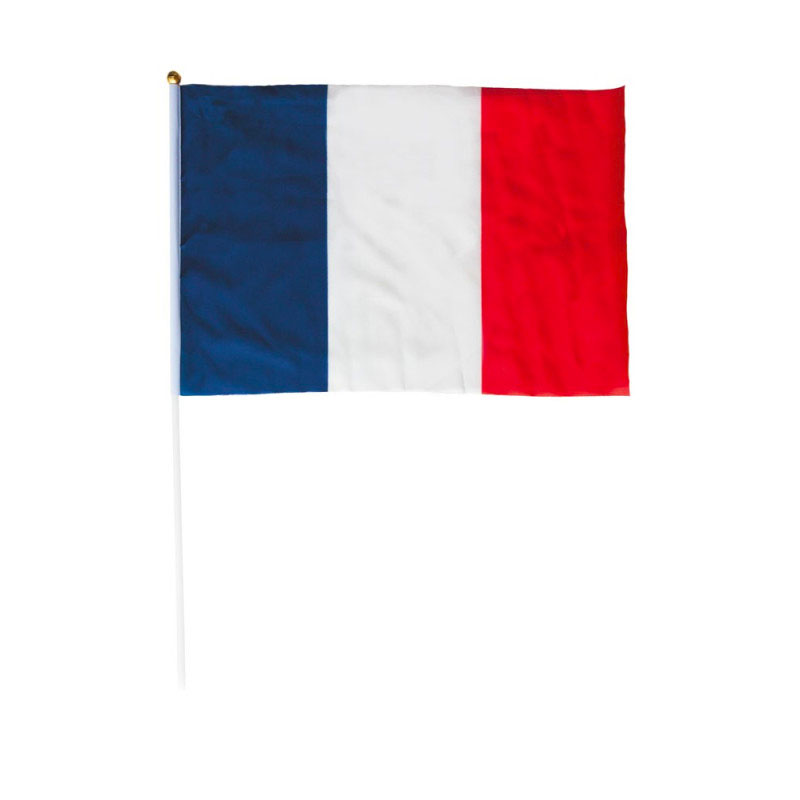 Drapeau Français en polyester avec hampe 30 x 45