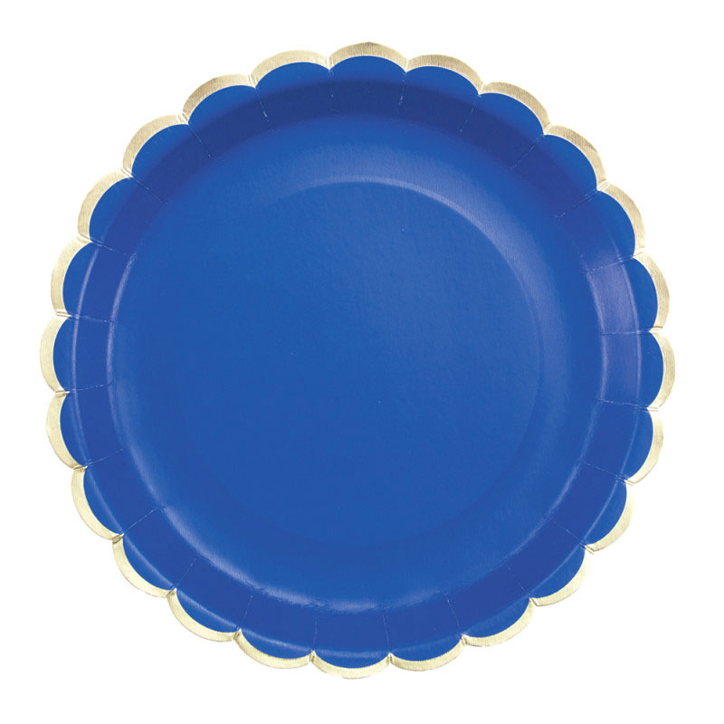 Assiette en Carton Ronde Festonnée Bleu roi