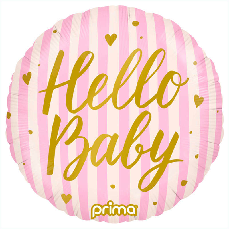 Ballon Hello Baby Rayures Rose