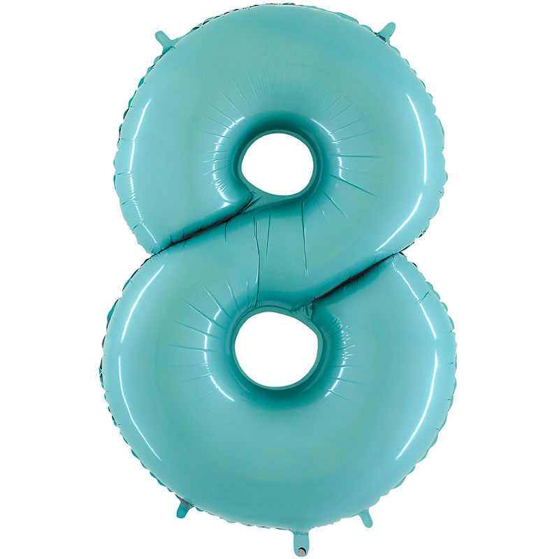 Ballon chiffre 8 Bleu Pastel