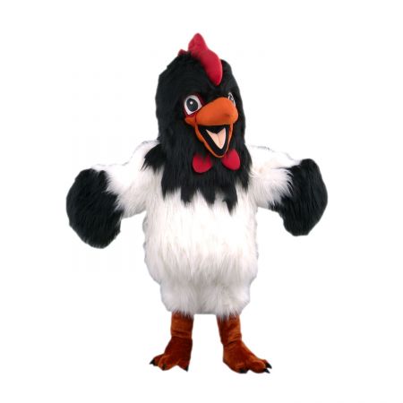 Déguisement mascotte poulet noir et blanc
