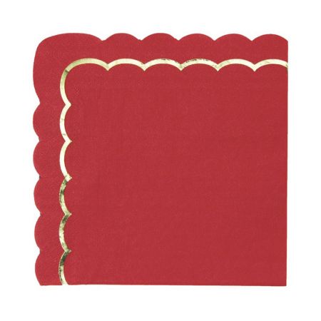 Serviette de table papier festonnée Rouge et Or