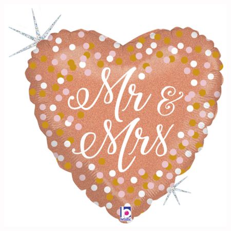 Ballon Coeur Mr & Mrs Rose gold