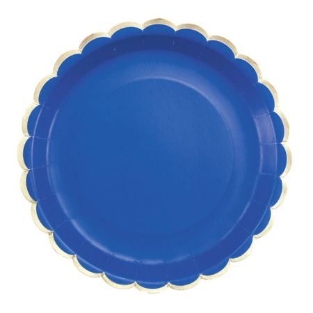 Assiette en Carton Ronde Festonnée Bleu roi