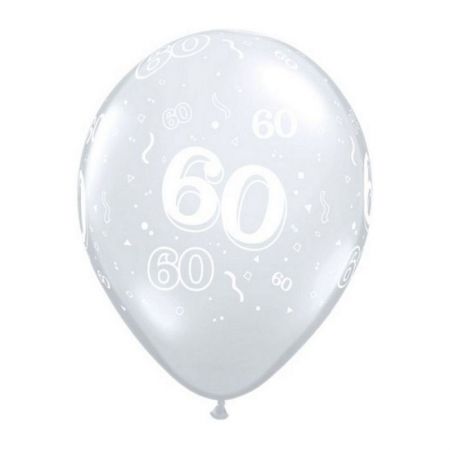 Ballon Qualatex 60 ans Transparent (Diamond Clear)