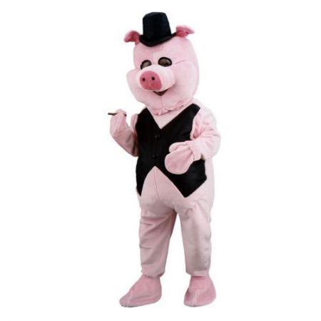 Déguisement mascotte cochon banquier